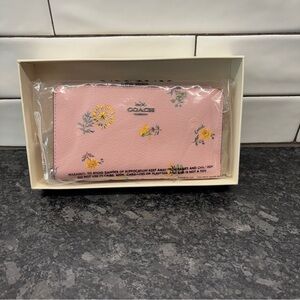 Coach Pink Wallet with Floral Accents
